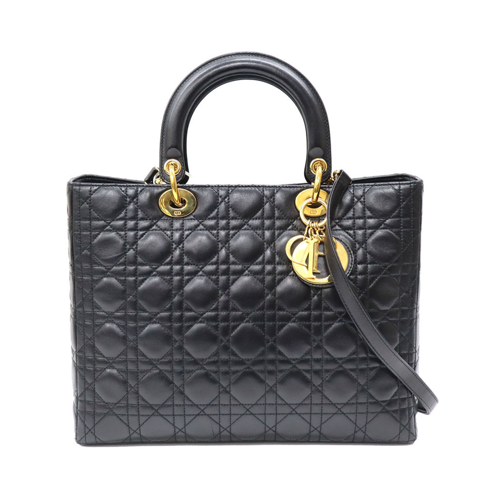 Dior Lady Black Cannage Bag Hand Shoulder Leather